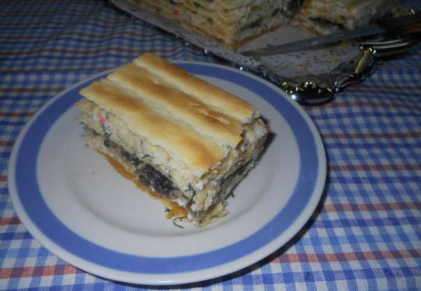Закусочный торт Наполеон из готовых коржей