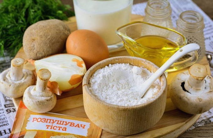 Заливной пирог с картошкой и грибами Заливной пирог с картошкой и грибами