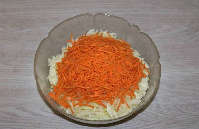 Салат из свежей капусты, моркови с уксусом и маслом, как в столовой Салат из свежей капусты, моркови с уксусом и маслом, как в столовой