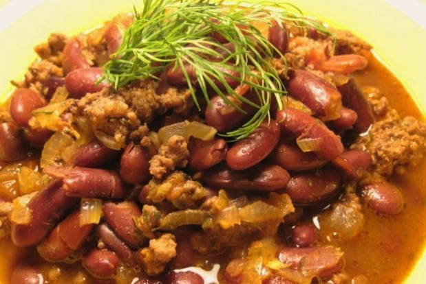 Тушеная фасоль с мясом