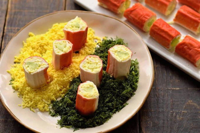 Закуска из крабовых палочек