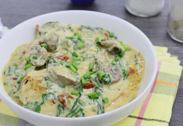 Куриная грудка с грибами в сливочном соусе Куриная грудка с грибами в сливочном соусе