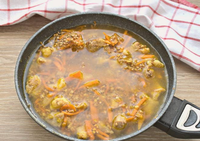 Гречка по-купечески со свининой на сковороде Гречка по-купечески со свининой на сковороде