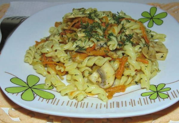 Макароны с шампиньонами