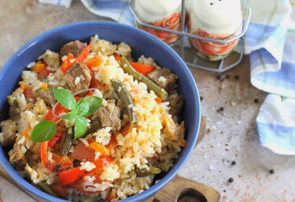 Рис с овощами с мясом