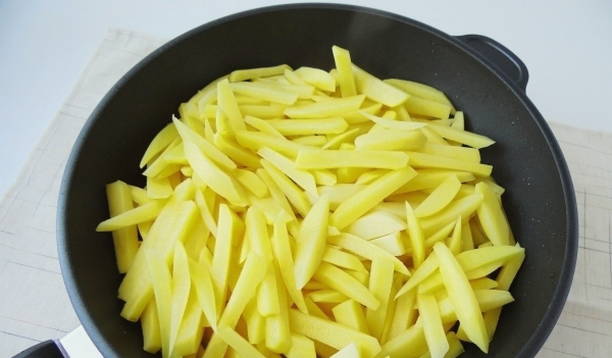 Картошка с тушенкой в сковороде Картошка с тушенкой в сковороде