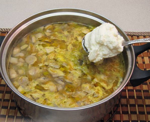 Суп с шампиньонами и плавленым сыром Суп с шампиньонами и плавленым сыром
