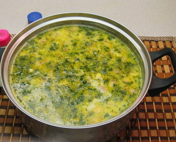 Суп с шампиньонами и плавленым сыром Суп с шампиньонами и плавленым сыром