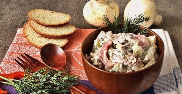 Салат с мясом и грибами Салат с мясом и грибами