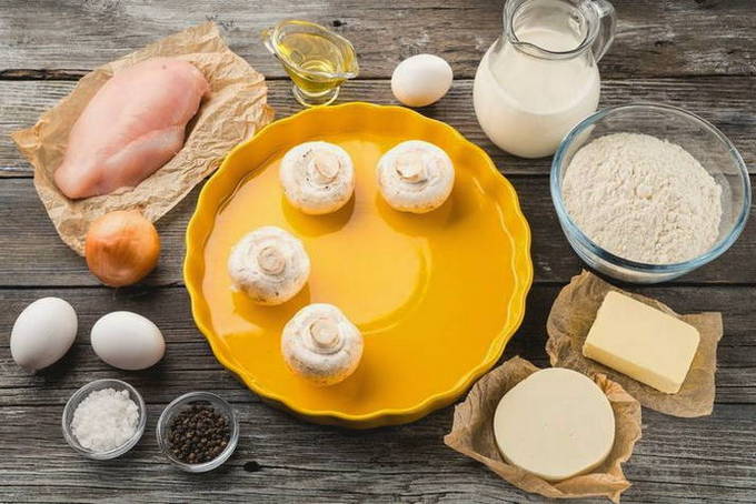 Пирог киш с курицей и грибами Пирог киш с курицей и грибами