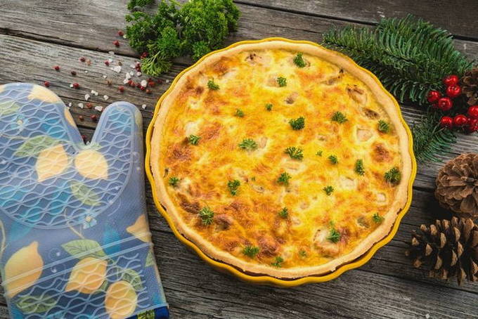 Пирог киш с курицей и грибами Пирог киш с курицей и грибами