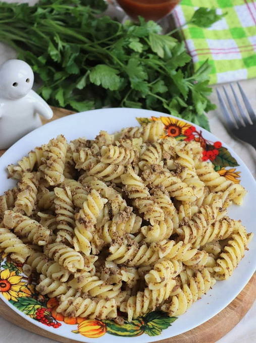 Макароны с печенью Макароны с печенью