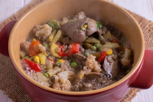 Куриная печень с овощами Куриная печень с овощами