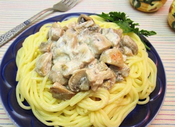 Сливочный соус с грибами для макарон