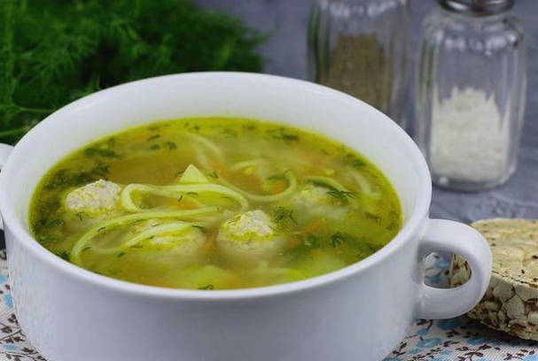 Суп с мясными фрикадельками и вермишелью Суп с мясными фрикадельками и вермишелью