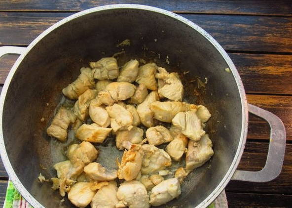 Тушеная капуста с курицей в кастрюле Тушеная капуста с курицей в кастрюле