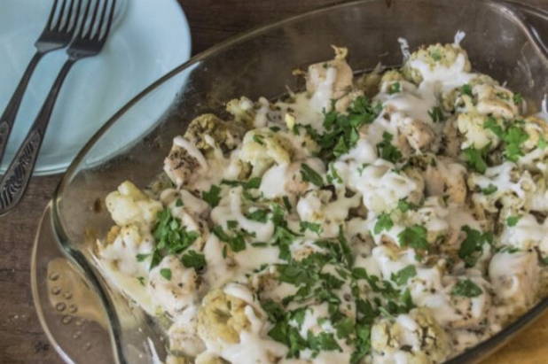 Цветная капуста с курицей в духовке Цветная капуста с курицей в духовке