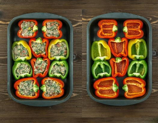 Фаршированный перец половинками с куриной грудкой и сыром в духовке Фаршированный перец половинками с куриной грудкой и сыром в духовке