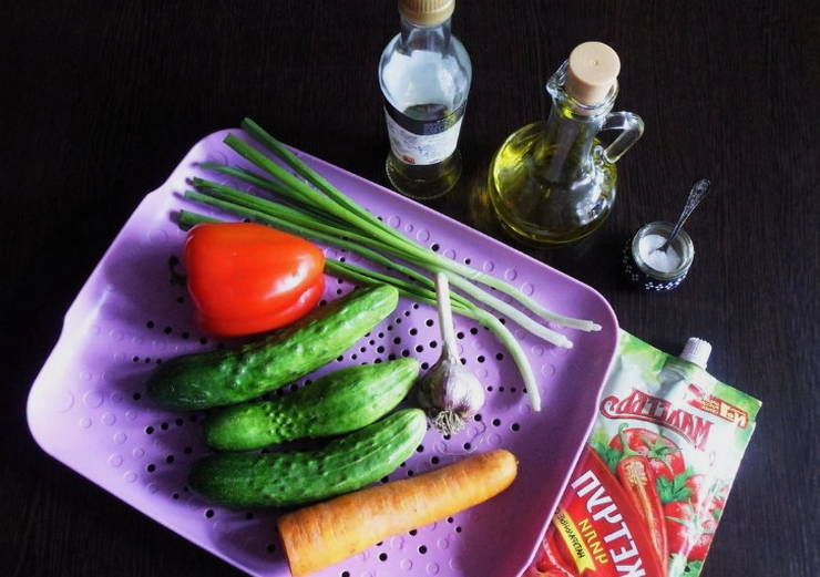 Салат из огурцов по-корейски, чтобы сразу кушать