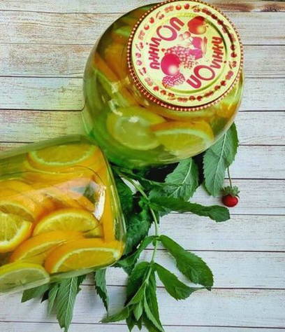 Компот «Мохито» с мятой и лимоном и апельсином на зиму