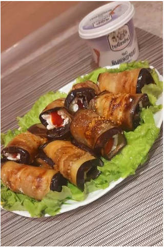 Рулетики из баклажанов с творожным сыром и чесноком