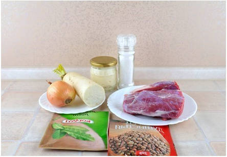 Салат из редьки дайкон с мясом