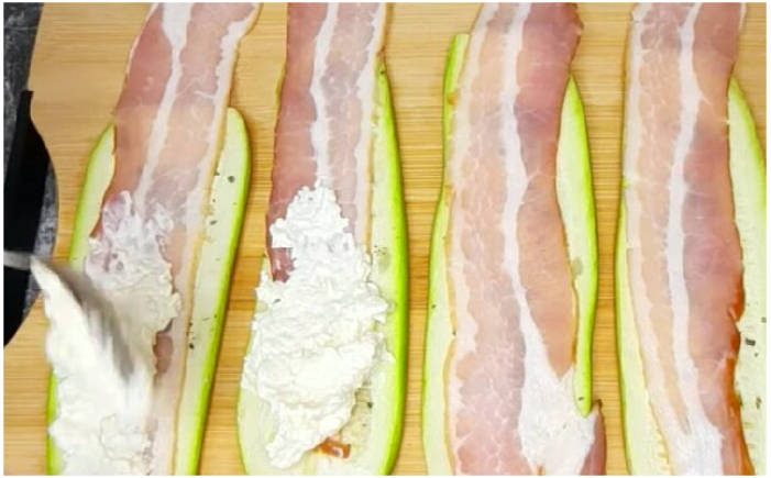 Рулетики из кабачков с беконом и сыром Рулетики из кабачков с беконом и сыром