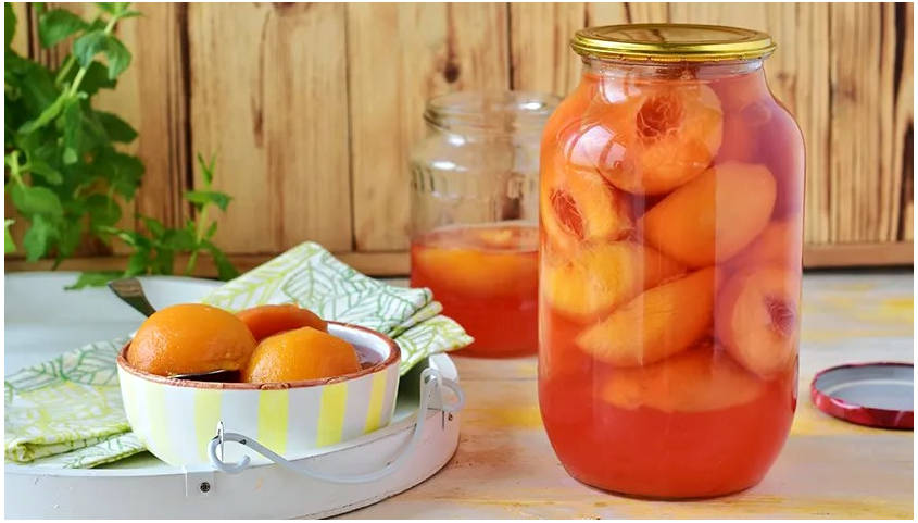 Персики половинками в сиропе с лимонной кислотой на 1 литровую банку на зиму