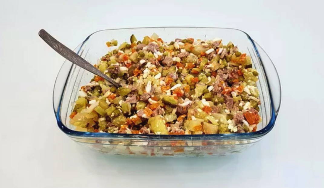 Зимний салат с мясом говядины