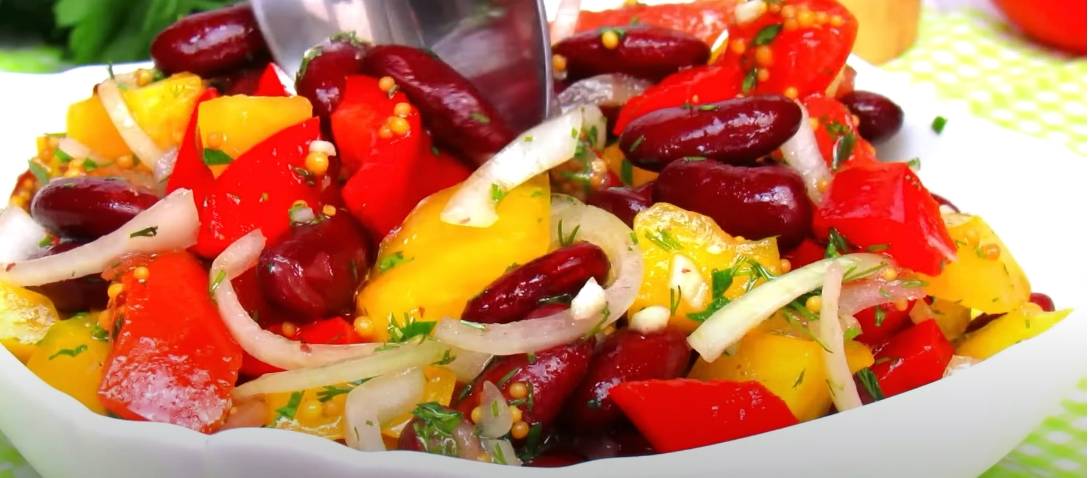Грузинский салат с фасолью без мяса