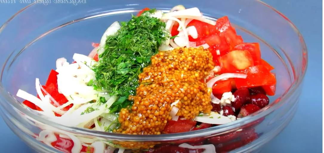 Грузинский салат с фасолью без мяса