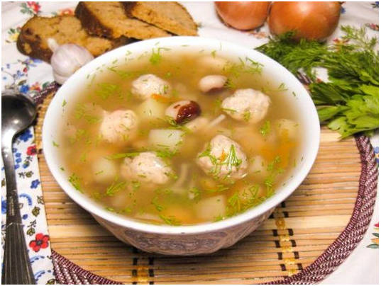 Куриный суп с лапшой и фрикадельками