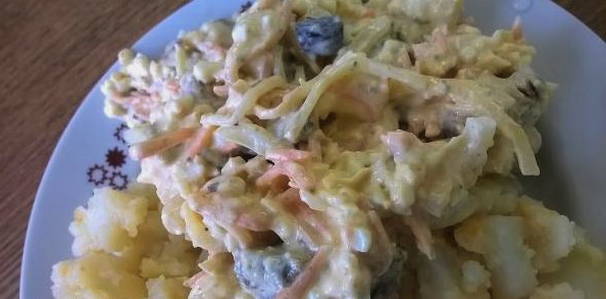 Мясной салат с корейской морковью
