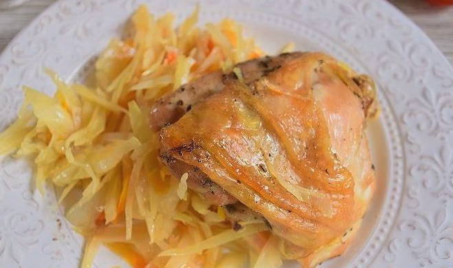 Капуста с курицей в рукаве для запекания в духовке