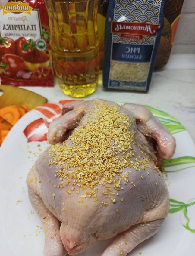Рис с курицей в рукаве для запекания в духовке