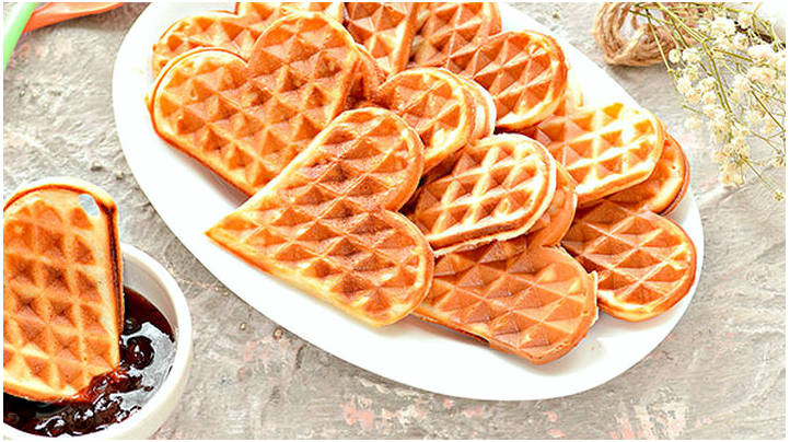 Вафли сердечки в вафельнице