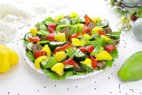 Мясной салат с говядиной и болгарским перцем