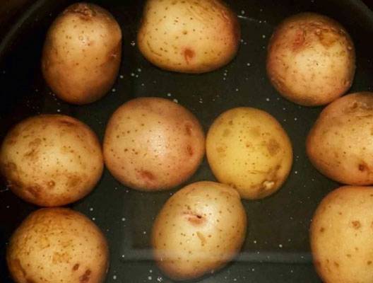 Немецкий картофельный салат с солеными огурцами и копченой колбасой