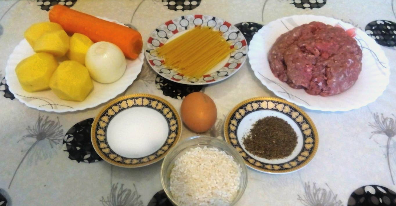 Суп с фрикадельками из говяжьего фарша с рисом