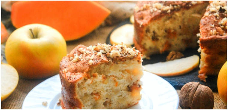 Шарлотка с яблоками и тыквой в духовке