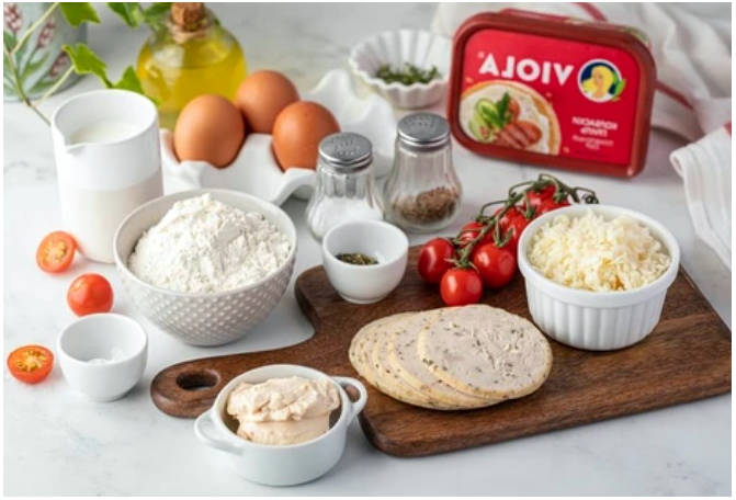 Вафли с сыром и ветчиной в вафельнице