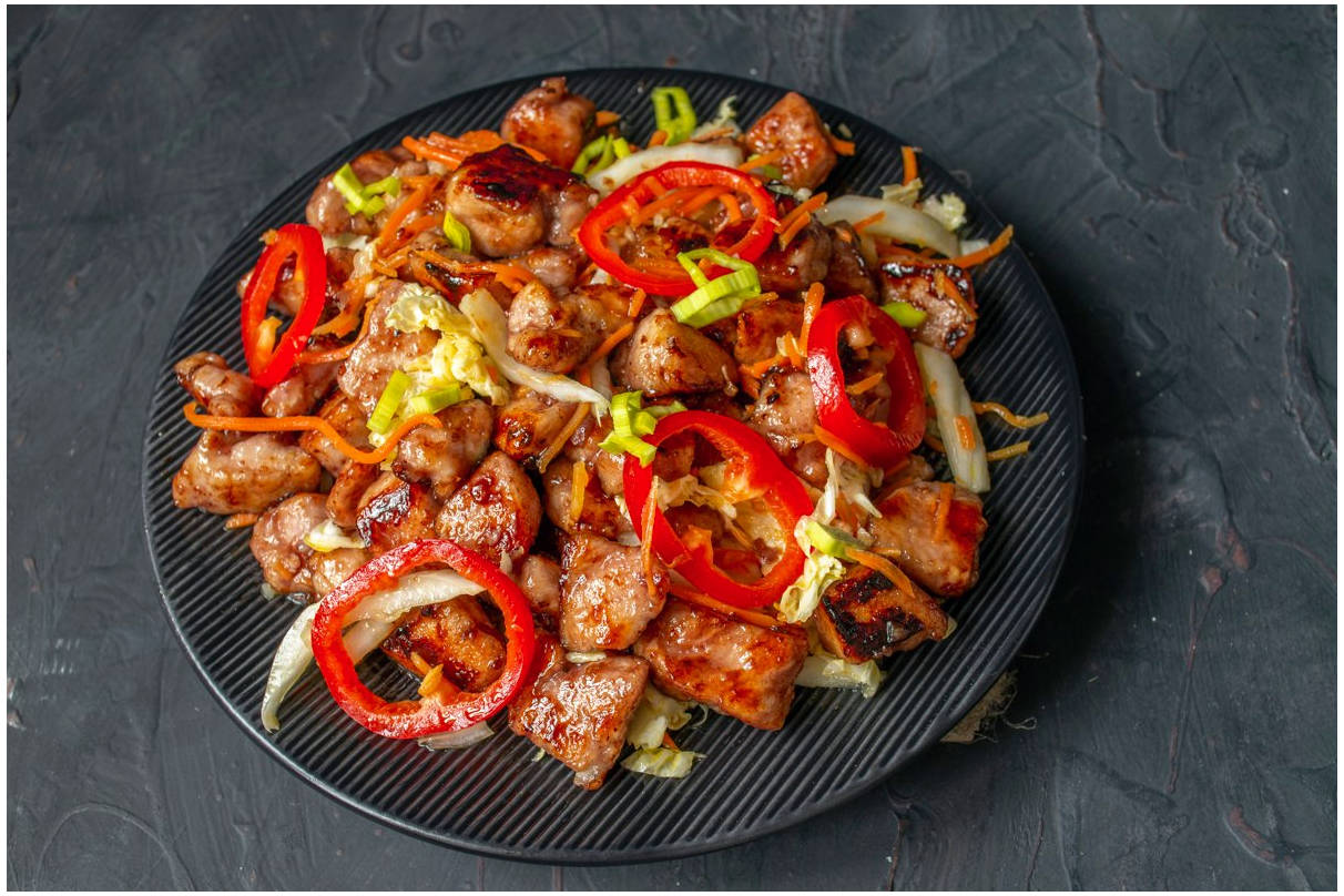 Горячий салат с курицей