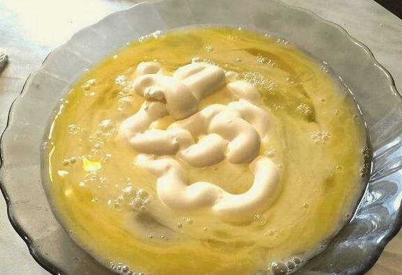 Вафли с фаршем в кляре на сковороде