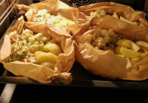 Форель с цветной капустой в духовке
