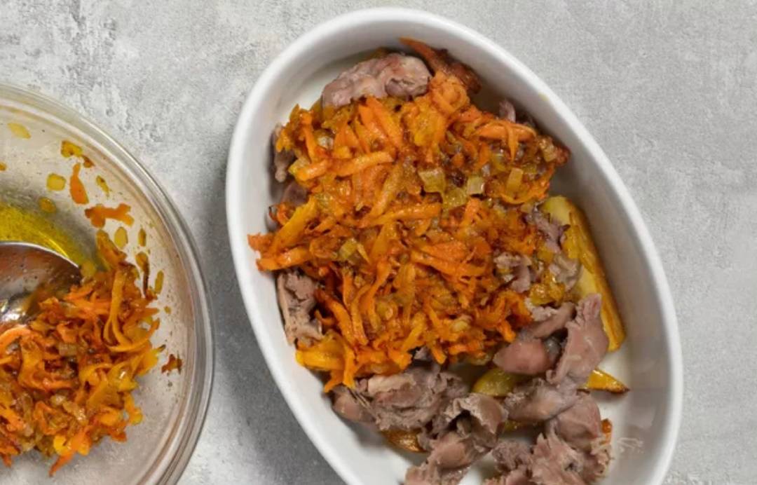 Куриные желудки с картошкой
