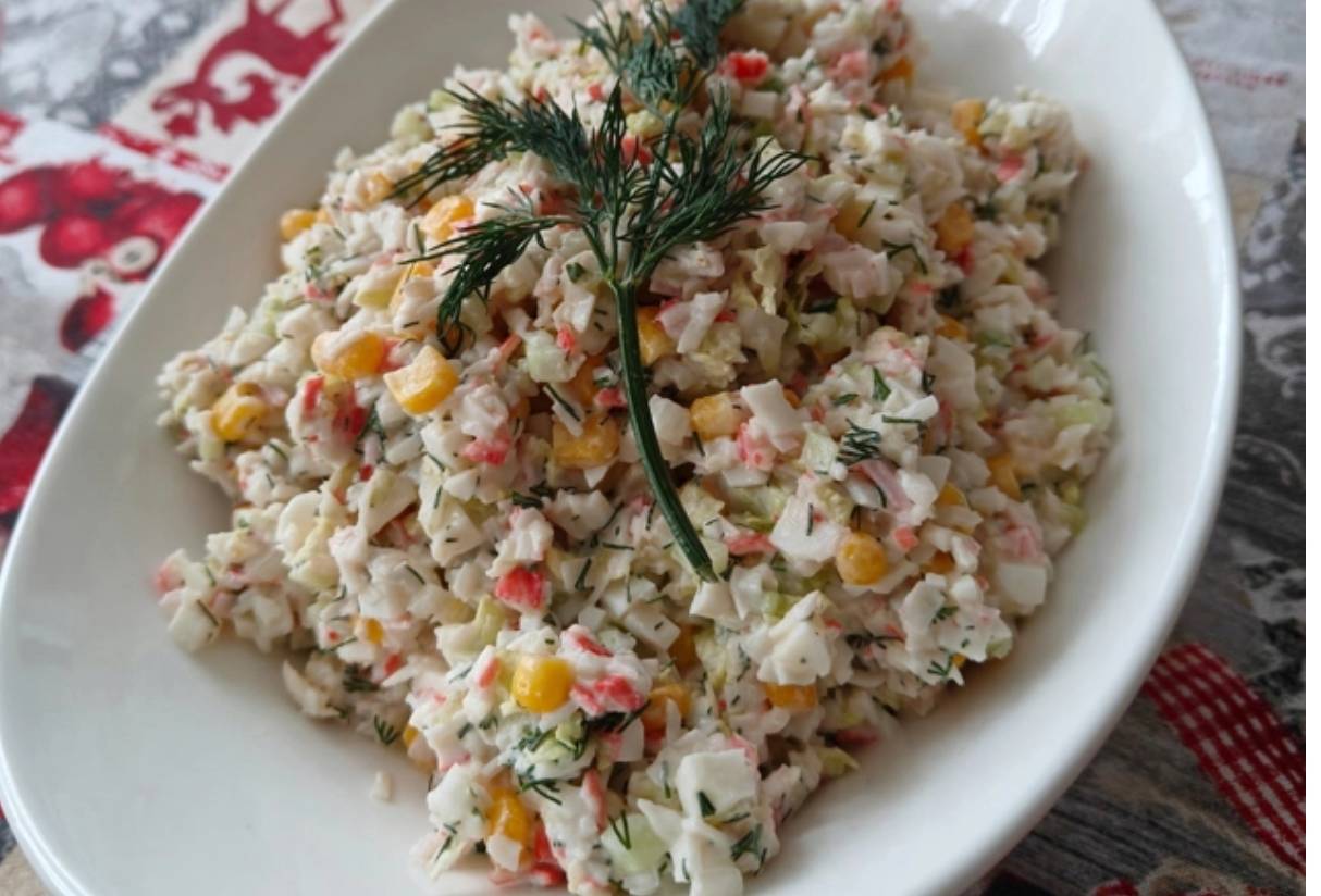 Крабовый салат без риса с пекинской капустой
