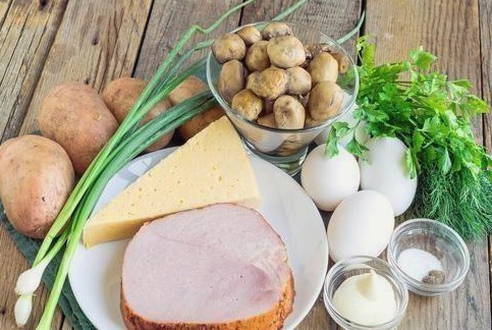 Салат «Лесная поляна» с шампиньонами классический