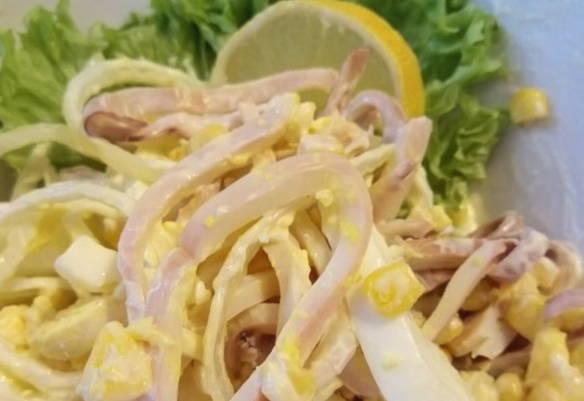 ПП салат с кальмаром и яйцом