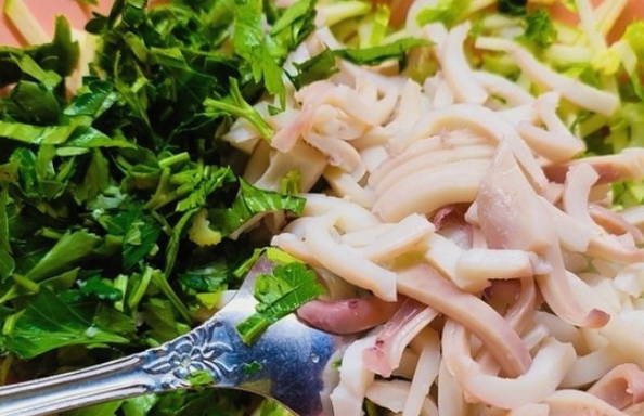 ПП салат с кальмарами на ужин