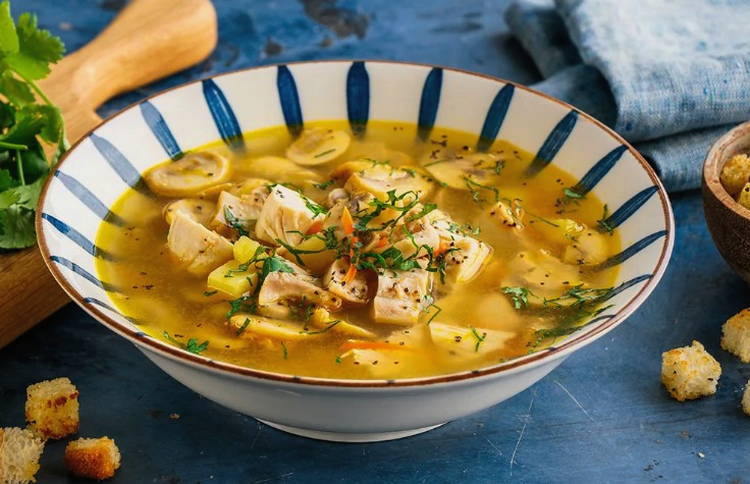 Куриный суп с шампиньонами и картофелем